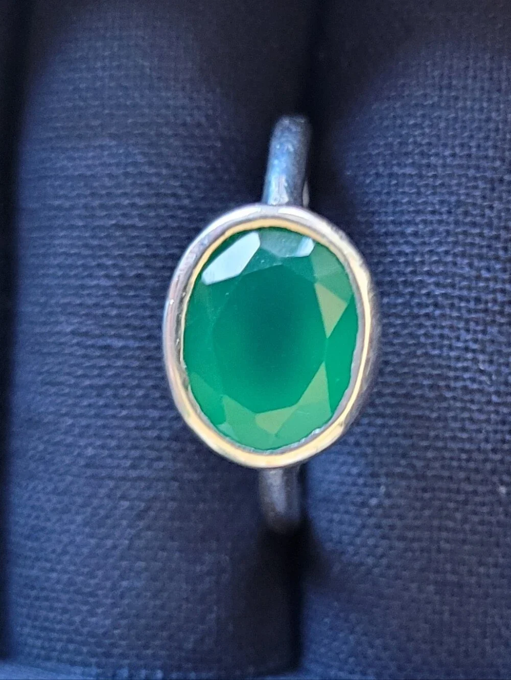Green Onyx/Sterling Silver Ring, Size 7.5